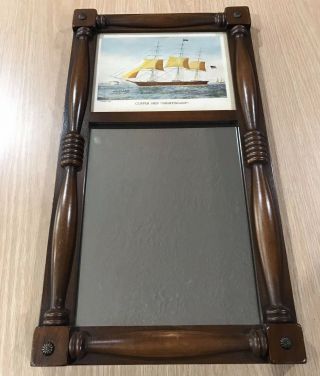 Antique Vintage Currier And Ives Clipper Ship " Nightingale " Print Mirror Gorgeous