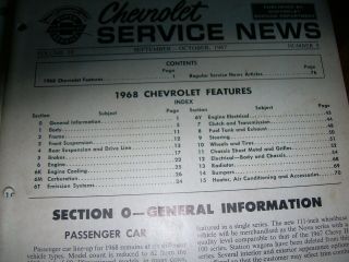 1967 CHEVROLET SERVICE NEWS - Full Year - 11 Issues,  includes 1968 models intro 3