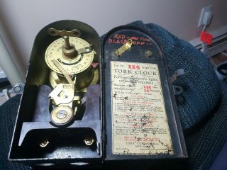 Vintage Tork Clock W/ Key Steampunk Industrial W/ Owl No.  115 - Decent Shape