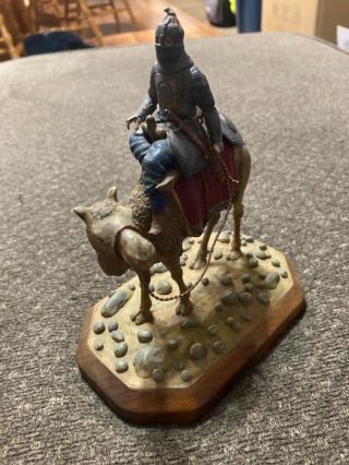 Vintage Warrior On Camel Lead Figure With Base