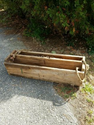 Old Vintage Antique Large Wooden Wood Machinist Carpenter Tool Box Carrying Case