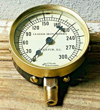 Late 1800 - Early 1900s Iron Vintage Brass Pressure Gauge,  Steampunk Antique