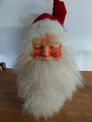 Vintage Life Size Santa Claus Head Blow Mold Plastic Htf