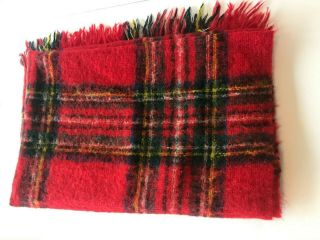 Vintage Tweedvale Mohair Wool Fringed Plaid Throw Blanket Archie Brown & Son.