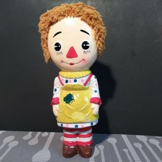 Wales Raggedy Ann Ceramic Coin Bank Made In Japan Vintage 14 " Rubber Plug 4 Coin