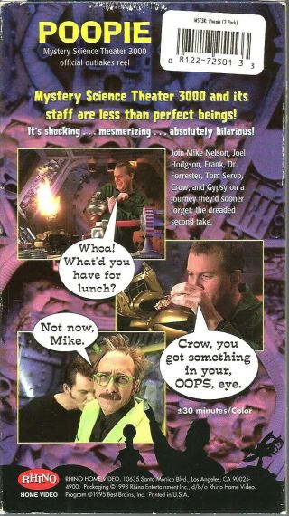 Poopie Mystery Science Theater 3000 Official Outtakes Reel VHS 1998 Comedy VTG 2