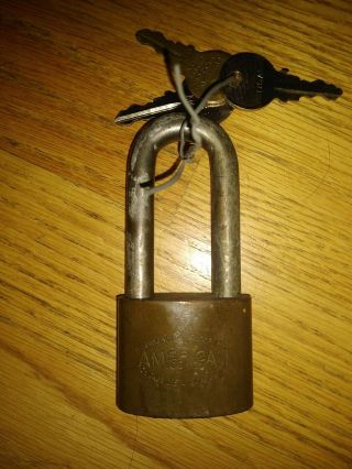 Vintage American Padlock With Key,  2 Keys