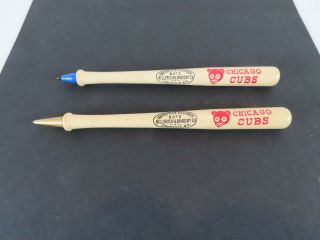 1950s Chicago Cubs Mini Plastic Bats Pen And Pencil Set