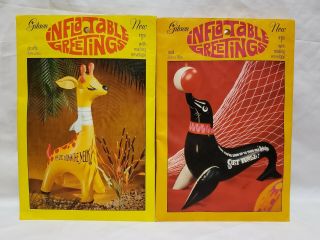 Vintage Inflatable Blow Up Get Well Soon Animals Gibson Greetings Both Opened
