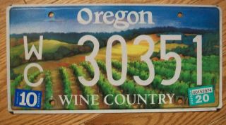 Single Oregon License Plate - Wc 28630 - Wine Country