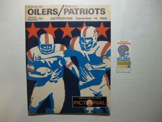 Houston Oilers Vs.  Boston Patriots Dec.  14 1969 Program & Ticket Stub Afl