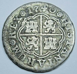 1740 Spanish Silver 1 Reales Antique 1700s Colonial Pirate Treasure Coin