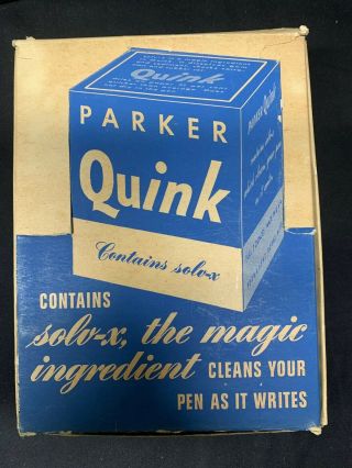Parker Fountain Pen Vintage Quink Bottle W/case Retail Store Old Box