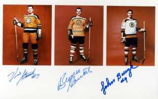 1 8 X 10 Glossy Photo Of The Uke Line Boston Bruins - Autographed