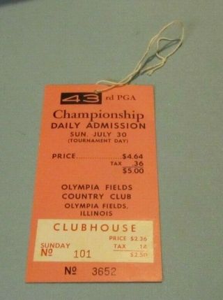 1961 Pga Championship Golf Tournament Clubhouse Ticket Olympia Fields Illinois