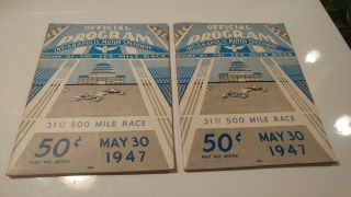 Official 1947 Indy 500 Racing Programs (2) Mauri Rose Indy 500 Race Winner