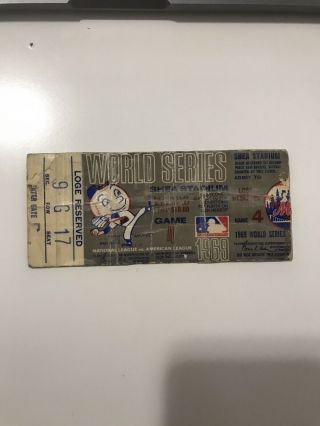1969 World Series Game 4 Ticket Stub York Miracle Mets Shea Stadium