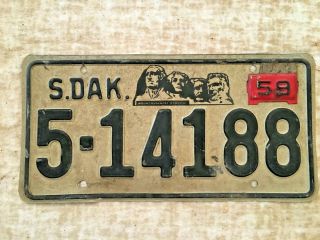 Vintage 1958 Base Plate With 1959 Tag South Dakota License Plate