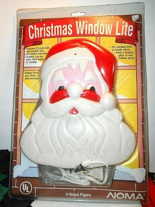 Noma Lighted " Santa Face " Blow Mold Double Side Window Decor Christmas Vintage