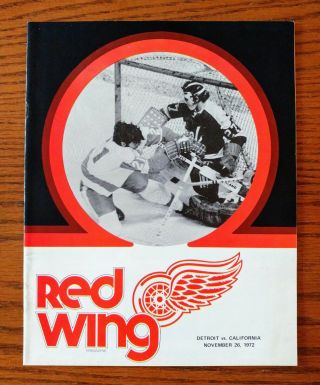 Vintage 1972 California Golden Seals @ Detroit Red Wings Nhl Hockey Program
