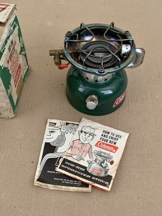 Vintage Coleman Sportster Stove 502 - 700 Green 1974 W/ Box & Instructions.