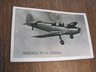 Vtg Real Photo Post Card Fairchild Pt - 19 Cornell U.  S.  Military Trainer Airplane
