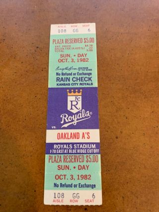 1982 Kansas City Royals Oakland A 
