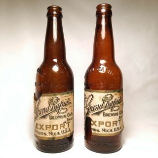 Two Pre Prohibition Grand Rapids Brewing Co Export Beer Bottles Michigan Antique