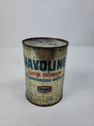 Vintage Texaco Havoline Premium Motor Oil 1 Qt.  Oil Can Full