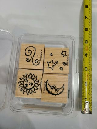 Stampin Up In The Sky Set Of 4 Wood Rubber Stamps Retired Vintage 2002