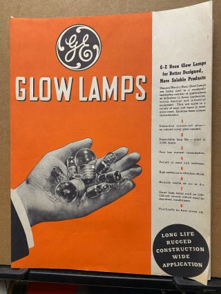 Vtg Ge Brochure Neon Glow Lamps Light Bulbs 1953