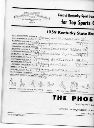 VINTAGE 1959 KENTUCKY SWEET SIXTEEN 16 HIGH SCHOOL Basketball Program VG LOOK 3