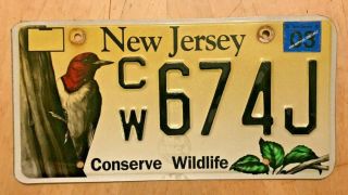 Jersey Conserve Wildlife License Plate " Cw 674 J " Nj Woodpecker