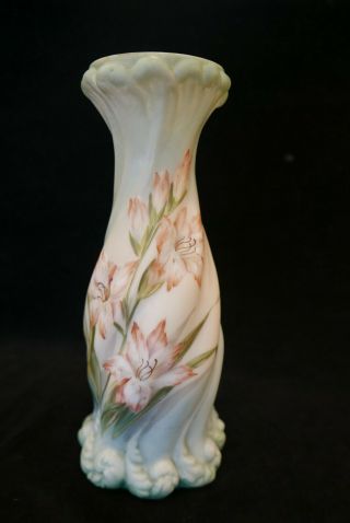 Antique Handel Art Glass Floral Vase Signed P.  J.  Handel Meriden Connecticut