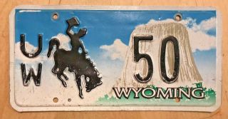 University Of Wyoming College Collegiate License Plate " Uw 50 " Low No.  Laramie