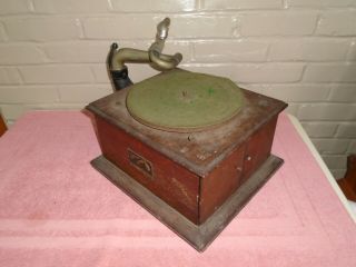 Antique Vv - Iv Victor Victrola Oak Hand Crank Phonograph Record Player Table Top