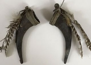 American Indian? Vintage/antique Horns With Bells & Feathers