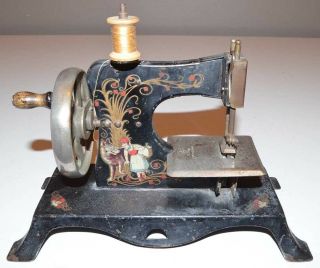Antique Casige " Little Red Riding Hood " Hand Crank Toy Sewing Machine - Germany