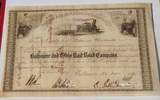 Civil War Era B&o Rr Stock Certificate Signed By Lincoln 