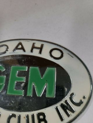 Vintage Idaho Gem Motor Club Inc.  Green/White Chrome License Plate Topper 3
