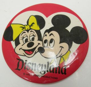 Vintage Disneyland Mickey & Minnie Mouse Pin Walt Disney Productions 3.  5 " - C