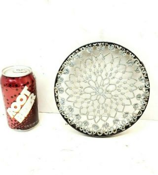 Vintage 7 " Metal Embroidery Hoop W/crochet Doily Cork Spring Round Home Decor