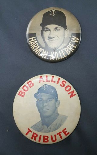 Vintage Minnesota Twins Baseball Harmon Killebrew & Bob Allison Pinback Buttons