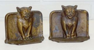 1920 ' s Antique VAMPIRE BAT CAT Vintage SNEAD Cast Iron ARTS CRAFTS Bookends 2