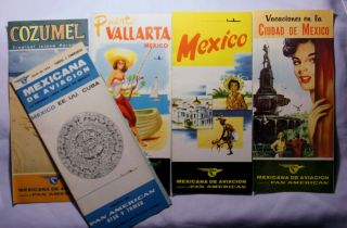 Vintage Mexicana De Aviacion Vacation Brochures Cozumel,  Puerto Vallarta,  Mexico