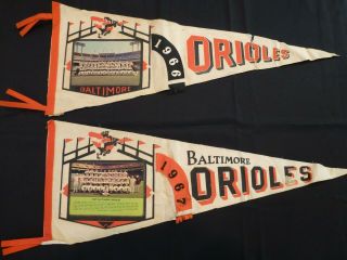 Vintage 1966,  1967 Baltimore Orioles Baseball Pennants Team Photo World Champs