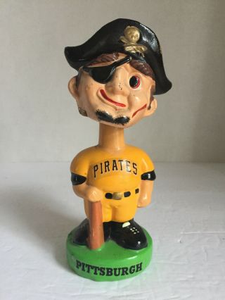 Vintage Pittsburgh Pirates Mascot Bobblehead With Bat,  Green Base