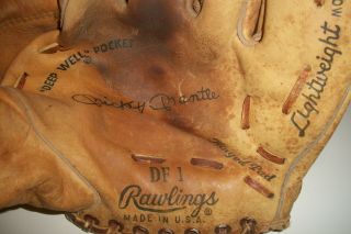 Vintage Rawlings Mickey Mantle DF1 RHT Baseball Fielders Glove 1950s - 1960s 1 2