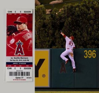 Mike Trout Home Run - Robbing Catch 2 9/26/2015 Angels Full Game Ticket