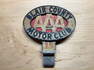 Vintage License Plate Topper Aaa American Automobile Association Plastic & Metal